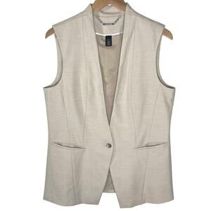 WHITE HOUSE BLACK MARKET Women’s Tan Suiting Single Button Long Vest
